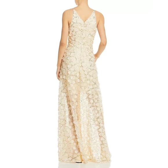 AQUA Raised Floral V Neck Gown Size 12 - Picture 3 of 7